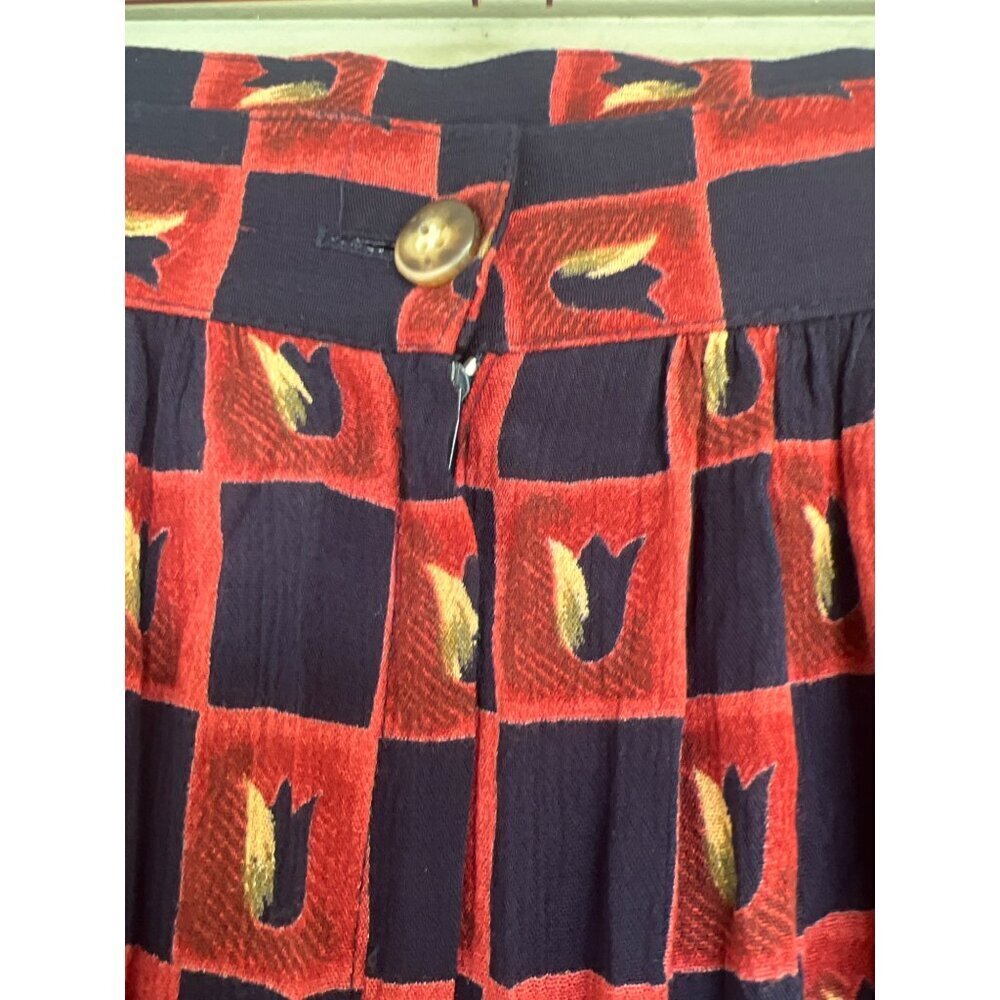Vintage FStop Womens Maxi Skirt Checkered Floral Skirt Dark Academia Size 12 - Picture 3 of 5